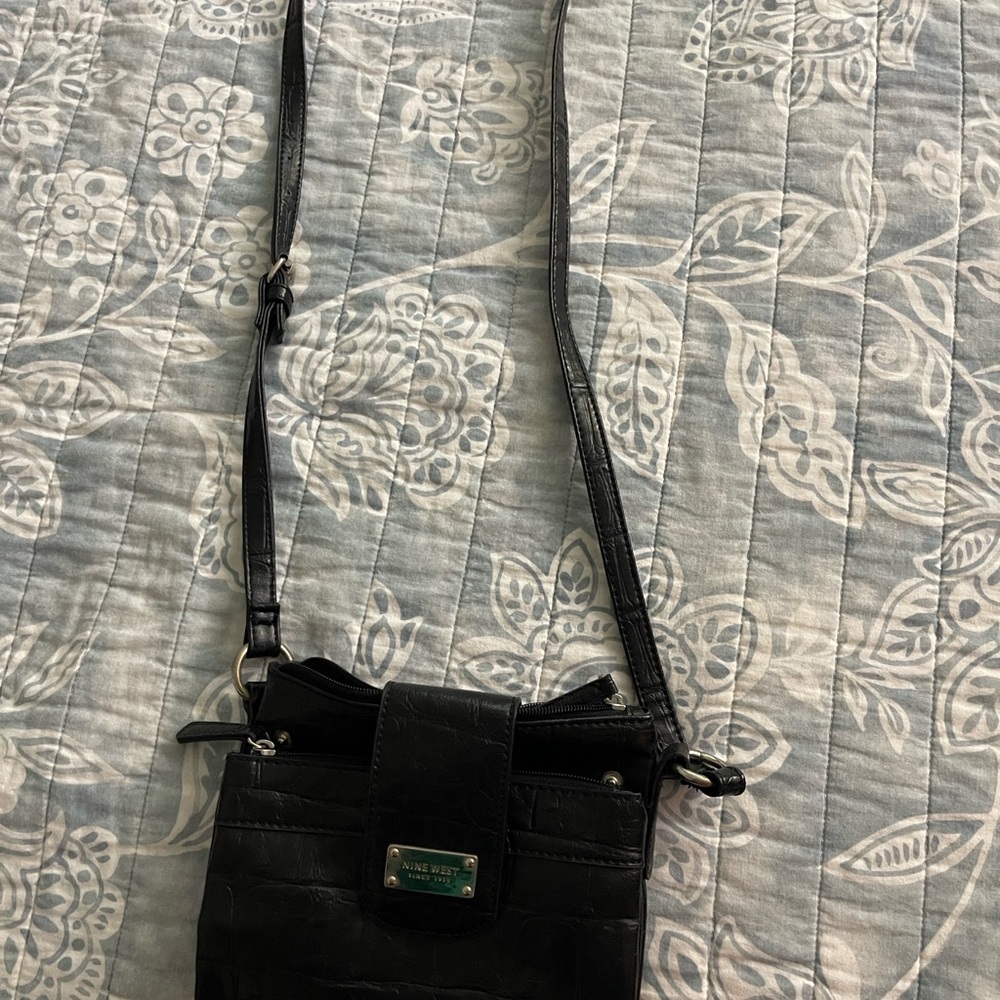 Anne Klein Black Crossbody Bag with Textured Finish